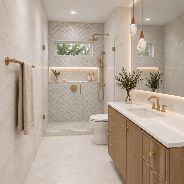 Hotel-Style Bathroom Suite with Floating Quartz Counter & Soft-Close Drawers #14